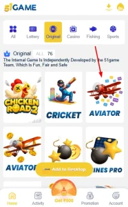 51 Club aviator game