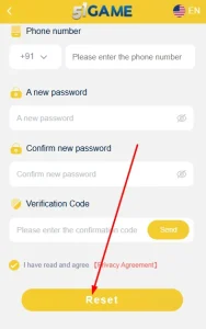 Click on Reset button