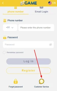 Click on customer service button