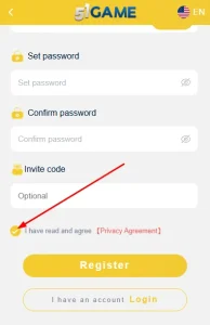 Tick the privacy agreement to register